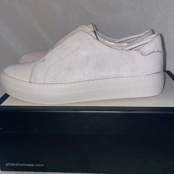 NWT J/SLIDES ALARA Soft Pink Metallic Suede Slip-On Sneaker - Picture 11 of 15